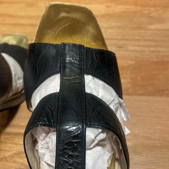 MICHAEL KORS Womens Black Leather scrappy Heels, size 8, like NEW - Picture 10 of 13